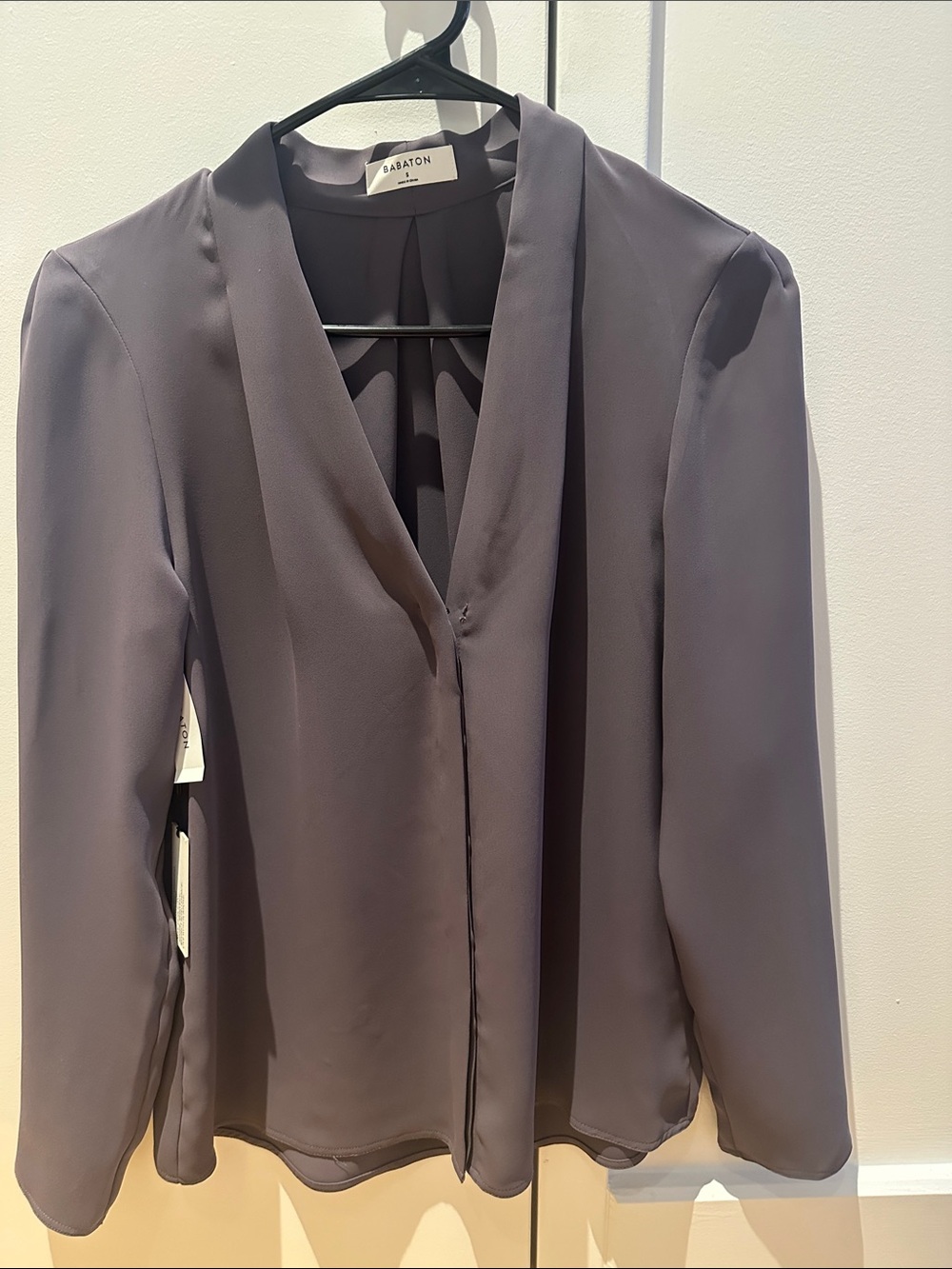 Babaton Slate Gray V-Neck Blouse